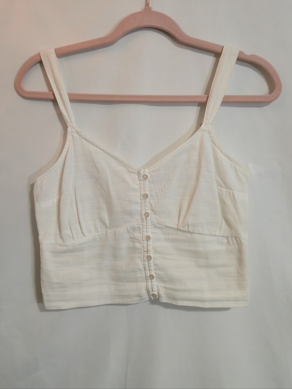 Abercrombie & Fitch Cream Button-Front Cropped Cami